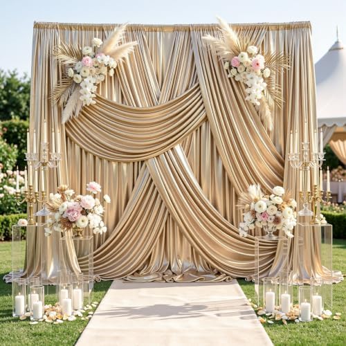 30x12FT Champagne Sequin Curtains Backdrop, Wrinkle Free Drop for Wedding in 30x12FT