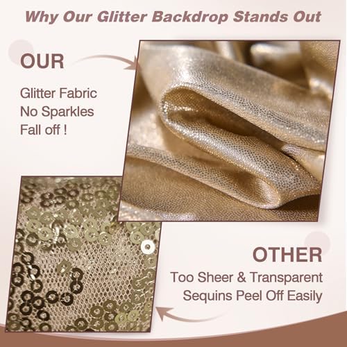 30x12FT Champagne Sequin Curtains Backdrop, Wrinkle Free Drop for Wedding in 30x12FT, alternate view 3