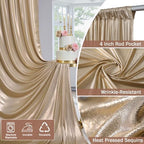 30x12FT Champagne Sequin Curtains Backdrop, Wrinkle Free Drop for Wedding in 30x12FT, alternate view 4