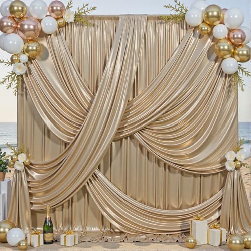 30x12FT Champagne Sequin Curtains Backdrop, Wrinkle Free Drop for Wedding in 30x12FT, alternate view 6