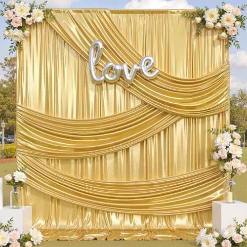30x12FT Gold Sequin Curtains Backdrop, Wrinkle Free Back Drop for Wedding in 30x12FT, alternate view 2