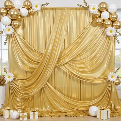 30x12FT Gold Sequin Curtains Backdrop, Wrinkle Free Back Drop for Wedding in 30x12FT, alternate view 3