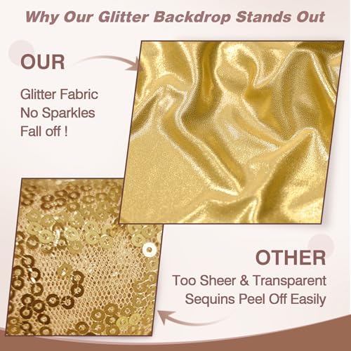 30x12FT Gold Sequin Curtains Backdrop, Wrinkle Free Back Drop for Wedding in 30x12FT, alternate view 4
