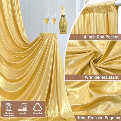 30x12FT Gold Sequin Curtains Backdrop, Wrinkle Free Back Drop for Wedding in 30x12FT, alternate view 5
