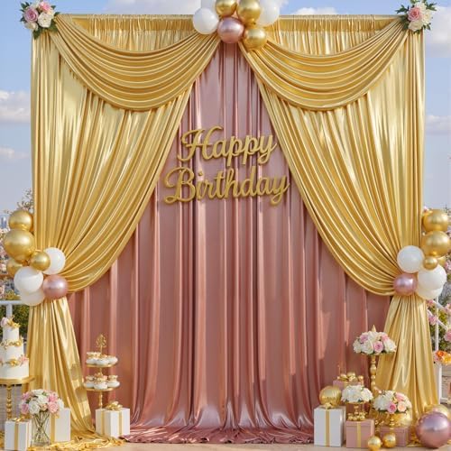 30x12FT Gold Sequin Curtains Backdrop, Wrinkle Free Back Drop for Wedding in 30x12FT, alternate view 6