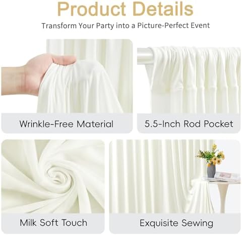 30x12ft Ivory Backdrop Curtains for Parties Wrinkle Free Fabric Backdrop Curtain Wedding Photo Drapes Backdrop, alternate