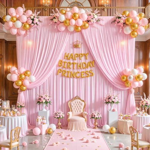 30x12ft Pink Backdrop Curtains for Baby Shower Parties Wrinkle Free Fabric Backdrop Curtain Wedding Photo Drapes, alternate