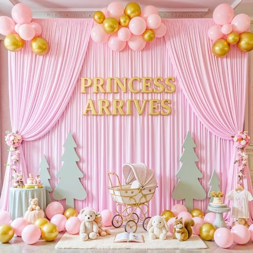 30x12ft Pink Backdrop Curtains for Baby Shower Parties Wrinkle Free Fabric Backdrop Curtain Wedding Photo Drapes, alternate