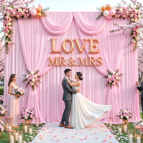 30x12ft Pink Backdrop Curtains for Baby Shower Parties Wrinkle Free Fabric Backdrop Curtain Wedding Photo Drapes, alternate