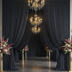 30x14ft Black Backdrop Curtains for Parties, Wrinkle Free Polyester 6 Panels Photo Backdrop Drapes 14 ft Long, alternate view