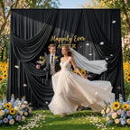 30x14ft Black Backdrop Curtains for Parties, Wrinkle Free Polyester 6 Panels Photo Backdrop Drapes 14 ft Long, alternate view