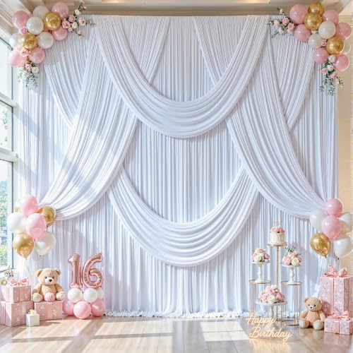 30x15ft White Backdrop Curtains for Parties Wrinkle Free Fabric Backdrop Curtain Wedding Photo Drapes Backdrop, alternate