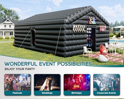 30x20x14 FT Large Inflatable Nightclub Tent for Adults, Black Portable Inflatable Night Club Gazebo with 2 Side, alternate
