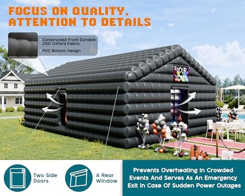 30x20x14 FT Large Inflatable Nightclub Tent for Adults, Black Portable Inflatable Night Club Gazebo with 2 Side, alternate