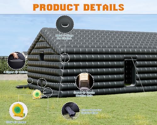 30x20x14 FT Large Inflatable Nightclub Tent for Adults, Black Portable Inflatable Night Club Gazebo with 2 Side, alternate