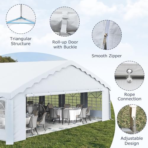 30x60 FT Outdoor Party Tent with Removable Sidewalls, Heavy Duty Event Canopy with Cathedral Windows, Large, alternate view 5