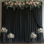 30x7FT Black Wrinkle-Free Backdrop Curtain with Rod Pockets - Wedding, Baby Shower, Photography, Stage Ceremony