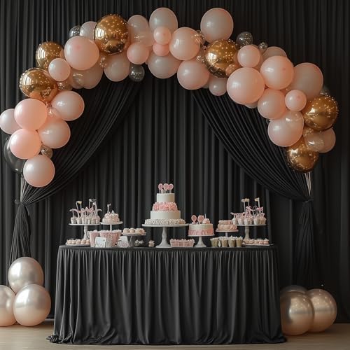 30x7FT Black Wrinkle-Free Backdrop Curtain with Rod Pockets - Wedding, Baby Shower, Photography, Stage Ceremony, alternate