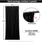 30x7FT Black Wrinkle-Free Backdrop Curtain with Rod Pockets - Wedding, Baby Shower, Photography, Stage Ceremony, alternate