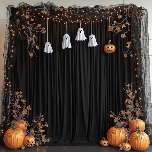 30x7FT Black Wrinkle-Free Backdrop Curtain with Rod Pockets - Wedding, Baby Shower, Photography, Stage Ceremony, alternate