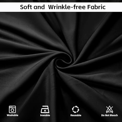 30x7FT Black Wrinkle-Free Backdrop Curtain with Rod Pockets - Wedding, Baby Shower, Photography, Stage Ceremony, alternate
