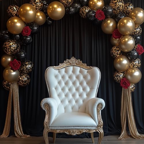 30x7FT Black Wrinkle-Free Backdrop Curtain with Rod Pockets - Wedding, Baby Shower, Photography, Stage Ceremony, alternate