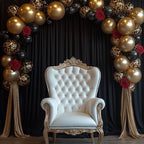 30x7FT Black Wrinkle-Free Backdrop Curtain with Rod Pockets - Wedding, Baby Shower, Photography, Stage Ceremony, alternate