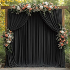 30x7FT Black Wrinkle-Free Backdrop Curtain with Rod Pockets - Wedding, Baby Shower, Photography, Stage Ceremony, alternate
