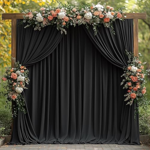 30x7FT Black Wrinkle-Free Backdrop Curtain with Rod Pockets - Wedding, Baby Shower, Photography, Stage Ceremony, alternate
