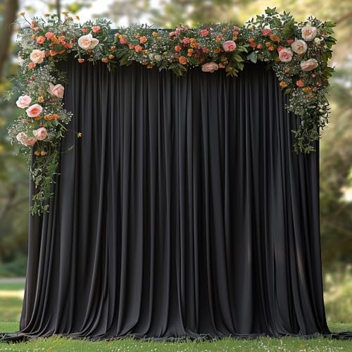 30x7ft Wrinkle Free Black Backdrop Curtain for Parties Soft Fabric Drapes Wedding Black Curtain Backdrop for