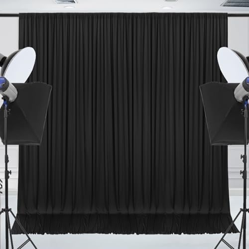 30x7ft Wrinkle Free Black Backdrop Curtain for Parties Soft Fabric Drapes Wedding Black Curtain Backdrop for, alternate view