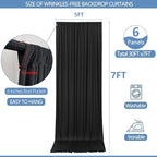 30x7ft Wrinkle Free Black Backdrop Curtain for Parties Soft Fabric Drapes Wedding Black Curtain Backdrop for, alternate view