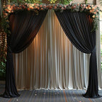 30x7ft Wrinkle Free Black Backdrop Curtain for Parties Soft Fabric Drapes Wedding Black Curtain Backdrop for, alternate view