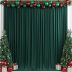 30x7ft Wrinkle Free Hunter Green Backdrop Curtain for Parties Soft Fabric Drapes Wedding Dark Green Curtain, alternate view 2