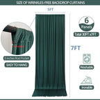 30x7ft Wrinkle Free Hunter Green Backdrop Curtain for Parties Soft Fabric Drapes Wedding Dark Green Curtain, alternate view 4