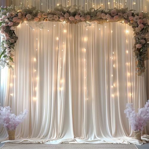 30x7ft Wrinkle Free Ivory Backdrop Curtain for Parties Soft Fabric Drapes Wedding Ivory Curtain Backdrop for, alternate view