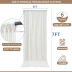 30x7ft Wrinkle Free Ivory Backdrop Curtain for Parties Soft Fabric Drapes Wedding Ivory Curtain Backdrop for, alternate view