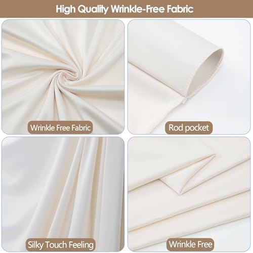 30x7ft Wrinkle Free Ivory Backdrop Curtain for Parties Soft Fabric Drapes Wedding Ivory Curtain Backdrop for, alternate view