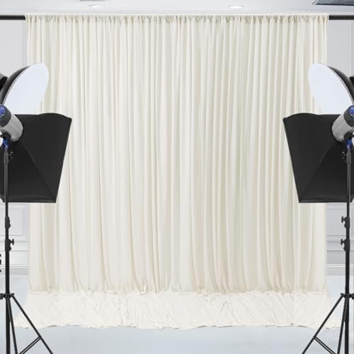 30x7ft Wrinkle Free Ivory Backdrop Curtain for Parties Soft Fabric Drapes Wedding Ivory Curtain Backdrop for, alternate view