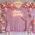 30x8ft Dusty Pink Backdrop Curtain for Baby Shower Parties Rose Pink Wrinkle Free Fabric Backdrop Curtain
