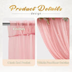 30x8ft Dusty Rose Tulle Backdrop Curtain with Lights String for Parites, Sheer Photo Backdrop Curtains with, alternate view 2