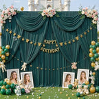 30x8ft Hunter Green Backdrop Curtain for Parties Wrinkle Free Fabric Backdrop Curtain Birthday Party Photo, alternate view 3