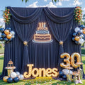30x8ft Navy Blue Backdrop Curtain for Parties Wrinkle Free Fabric Backdrop Curtain Birthday Party Photo Backdrop
