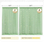 30x8ft Olive Green Tulle Backdrop Curtain with Lights String for Parites, Sheer Photo Backdrop Curtains with, alternate view