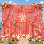 30x8ft Orange Backdrop Curtain for Parties Wrinkle Free Fabric Backdrop Curtain Wedding Photo Backdrop Drapes, alternate view