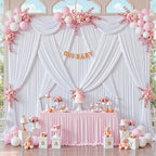 30x8ft White Backdrop Curtains for Parties Wrinkle Free Fabric Backdrop Curtain Wedding Photo Drapes Backdrop