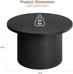31.5" Round Coffee Table, Tambour Design, Black in Black, alternate view 2