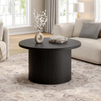 31.5" Round Coffee Table, Tambour Design, Black in Black, alternate view 3