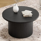 31.5" Round Coffee Table, Tambour Design, Black in Black, alternate view 4
