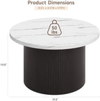 31.5" Round Coffee Table, Tambour Design, Marble Color, alternate view 2